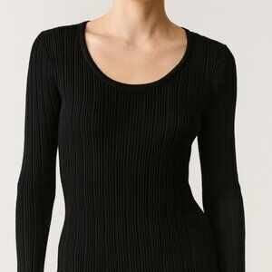 Escada Pointelle Knit Sweater Black Sz M